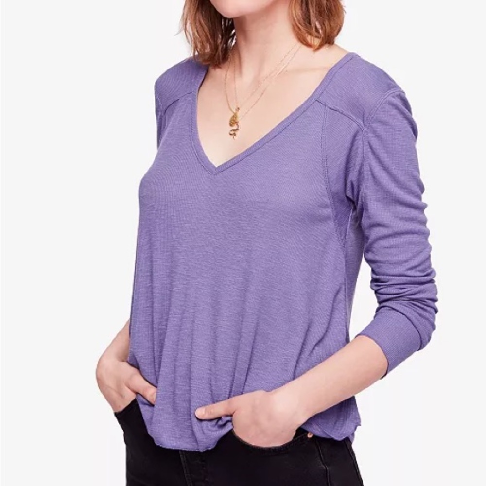Free People Ribbed V-Neck Top - Picture 6 of 6